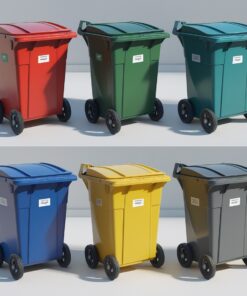 Yellow 1000 liter wheelie bin