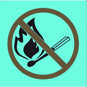 Photoluminescent Sign - No Naked Flame - 190 x 190mm - SIGNPNF190