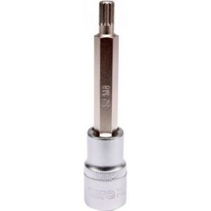 Spline Bit Socket - Chrome Vanadium - 1/2" Connector - Long - M8 x 100mm - YT-04352