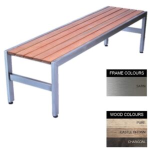 Slimline Bench - Stainless Steel 304 and Wood - Adj. Feet - 45x180x45cm - Colour Options - SL4241S