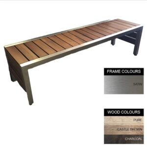Mall Bench - Stainless Steel 304 and Wood - Adj. Feet - 45x180x51cm - Colour Options - ML4241S