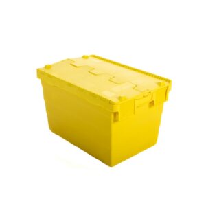 Crate - Security Container - Plastic ALC - Attached Hinged Lid - 52L - 60 x 40 x 32cm - Yellow - ALC-320-Yellow