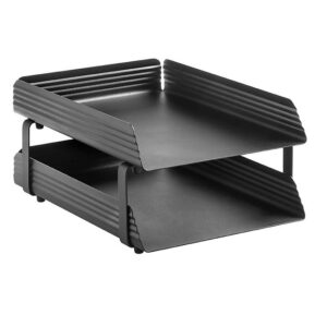 Letter Tray - Double - Fluted Steel Range - Metal - 35 x 25 x 17 cm - Colour Options - 532BL