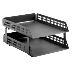 Double Letter Tray - Square Punch Steel Range - Metal - 35 x 25 x 17 cm - Colour Options - 422BL