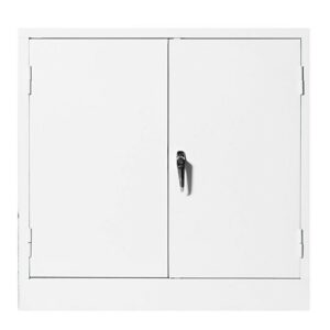 Steel Stationery Cupboard - Metal Storage Cabinet - 2 Shelves - White - Medical - 90 x 90 x 45 cm - SC004-white
