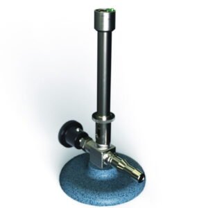 Bunsen burner for natural gas with needle valve, pilot flame