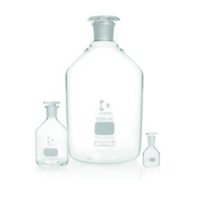 DWK Duran Narrow Neck Bottle, Clear Glass with NS-Glass Stopper, 20000 ml
