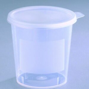 Beaker 400 ml, PP, white w. snap lid, assembled, sterile, pack of 185