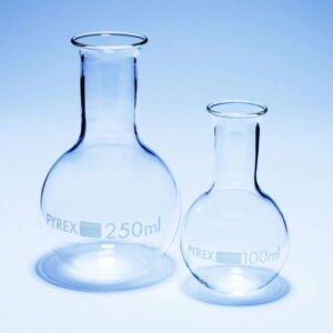 DWK Round Flask 250ml Narrow Neck Flat Bottom Pyrex Pack of 10