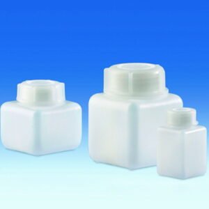 VITLAB Wide Mouth Bottle 250 ml, PE-HD, 80 x 80 mm, Square GL 50 with PP Screw Cap