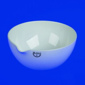Haldenwanger Evaporating Basin 110 mm Ø Porcelain, French Form, with Spout and Flat Base