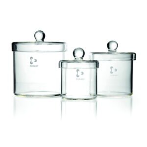 DWK Duran Cylinder 150 x 150 mm – Glass Cylinder with Knob Lid for Laboratory Use