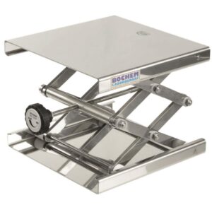 BOCHEM Lab-Jack, 18/10 Stainless Steel 240 x 240 mm, with Adjusting Wheel