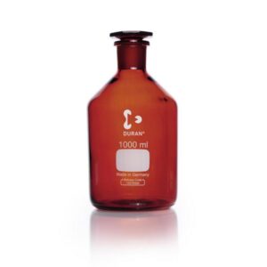 DWK Duran Narrow Neck Reagent Bottle, Amber Glass, with NS Glass Stopper, 1000ml