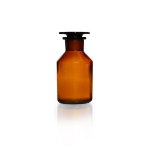 DWK Duran Wide Neck Reagent Bottle, Soda Glass, Amber with NS Glass Stopper/Cap, 250 mL
