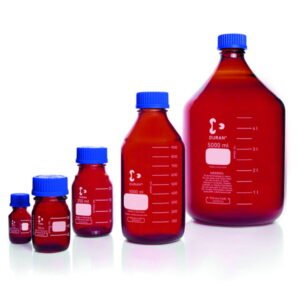 DWK Duran Laboratory Bottle GL 25, 10 ml Amber Glass, with Closure