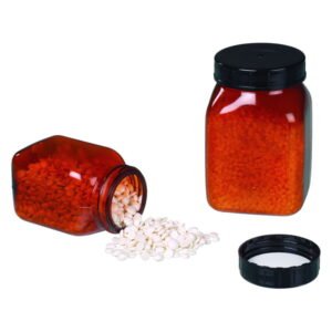 Bürkle Wide Neck Can 100 ml, Square PVC Brown Transparent
