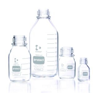 DWK Duran Laboratory Bottle 150ml, Plastic Coated without Cap and Pouring Ring