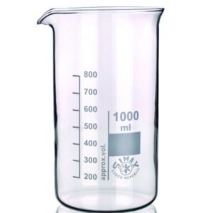 Bohemia Cristal Beakers, 50ml High Form, Borosilicate Glass 3.3 with Division and Spout, Pack of 10