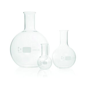 DWK Duran Flat Bottom Flasks 100 ml, Narrow Neck, with Beaded Rim
