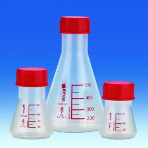 VITLAB Erlenmeyer Flask 125 ml PMP GL 45 with Screw Cap PP