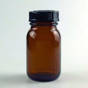 Hecht Wide Neck Glass 1000 ml, GL 68 with Thread and Screw Cap, Amber Glass