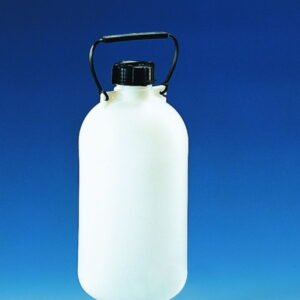 BRAND Storage Bottle 10 L PE-HD Narrow Neck with Screw Cap and Carrying Handle without Stopcock (Ø 210mm, H 420mm, Inner Neck Ø 54mm)