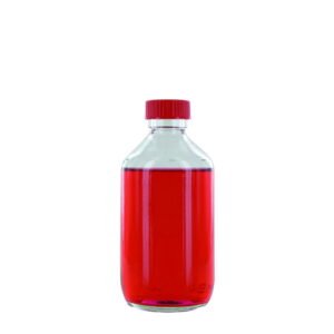 Behr Narrow Neck Bottle NK 250 GT, 250ml Clear Glass, with Closure and PTFE Insert, Thread Dia. 28mm