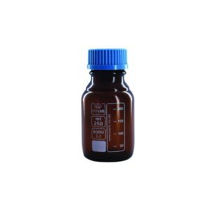 Bottle 250 ml amber, boro, with screw cap, coated