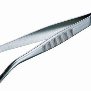 Tweezers stainless, bent, blunt, 115 mm