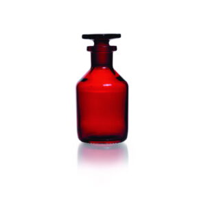 DWK Duran 250 mL Narrow Neck Amber Reagent Bottle with Glass Stopper