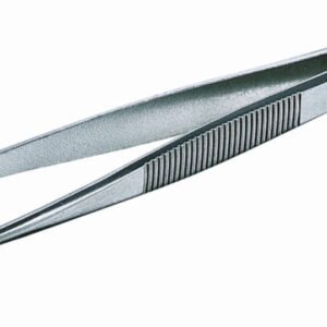 Tweezers stainless, bent, pointed, 115 mm