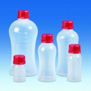 VITLAB VitGrip Laboratory Bottles 125 ml PP with Originality Closure GL45, Pack of 6