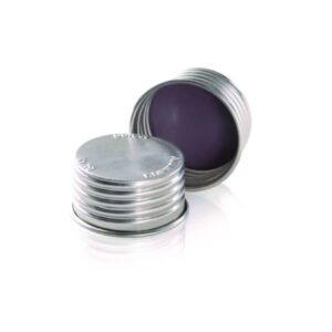 DWK Duran Aluminium Screw Closure GL 45, Silver with High-Temperature Cap Liner (PTFE-Coated Red FKM), Pack of 10