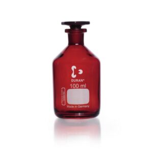 DWK Duran 100 mL Narrow Neck Amber Reagent Bottle with Glass Stopper