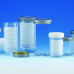 Sample containers 250 ml, PS with metal cap, no label, sterile AS, pack of 50