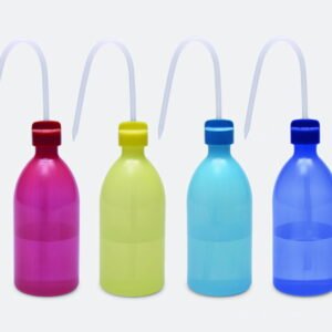 ISOLAB Wash Bottles 500 mL PE, Narrow-Neck, Red, Pack of 3