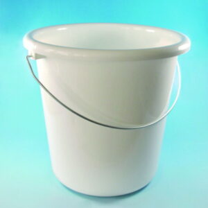 LLG Round Plastic Bucket 10 L PP White with Metal Handle and Graduations