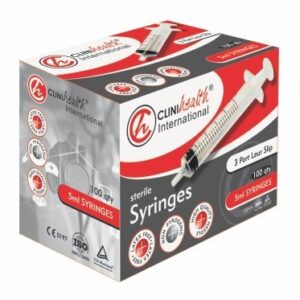 Syringe 5ml 3 Part L/Slip CliniHealth – 100s