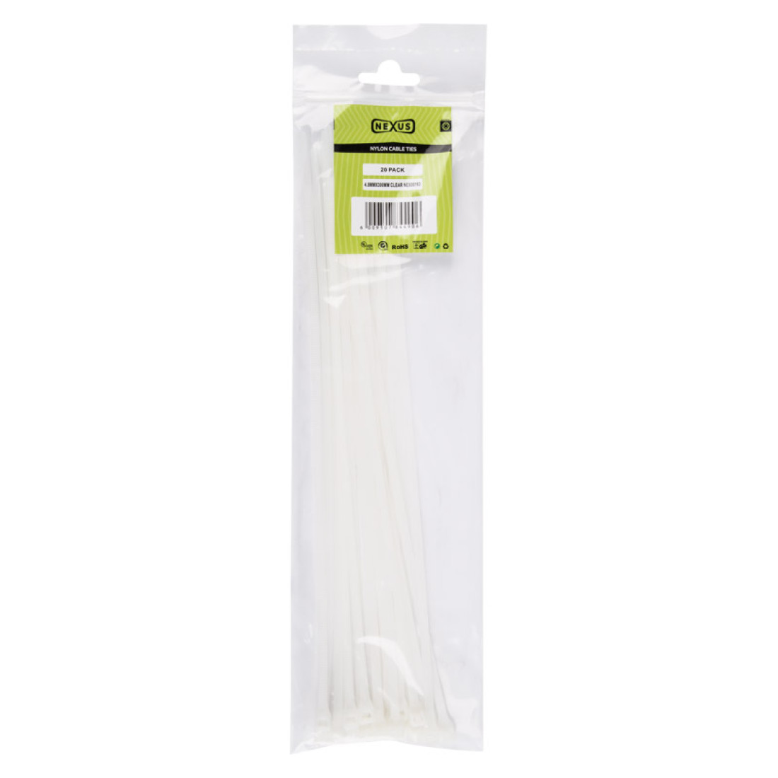 Nexus Cable Ties T501 4.8Mmx300Mm White 20 Pack