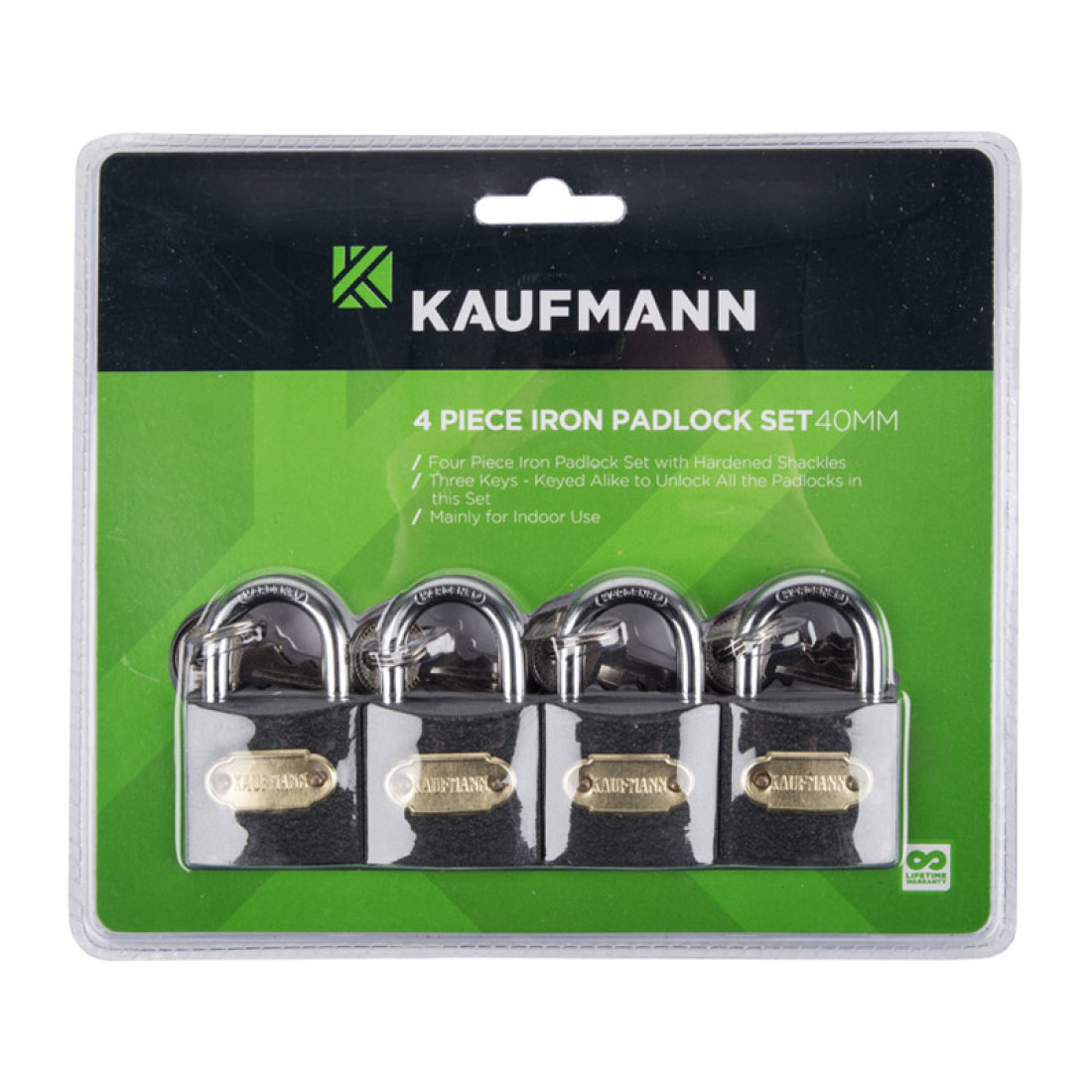 Kaufmann Steel Lock Set 4 Pc 30Mm