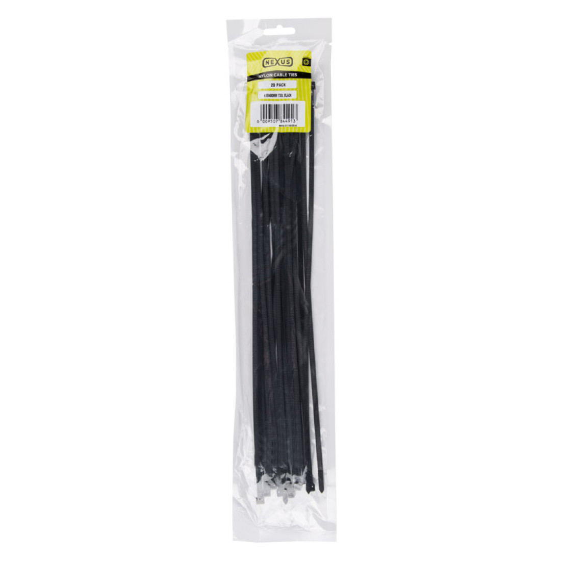 Nexus Cable Ties T50L 4.8Mmx400Mm Black 20 Pack