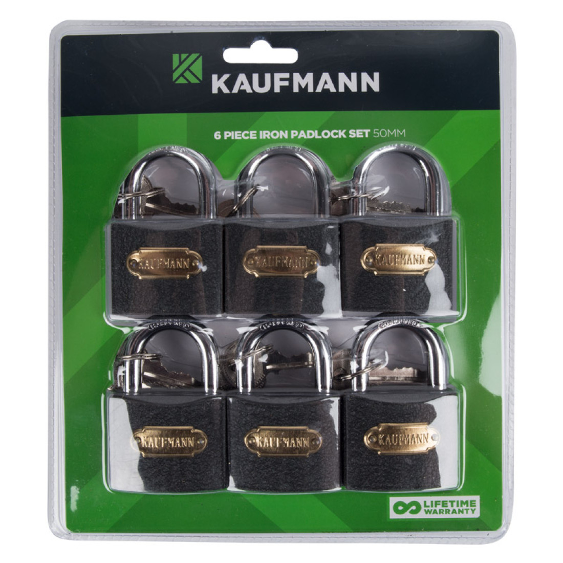 Kaufmann Steel Lock Set 6 Pc 50Mm