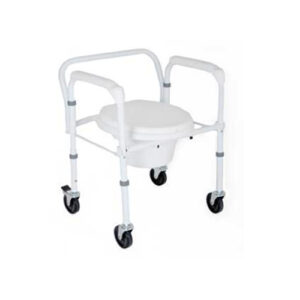 Deluxe 3-in-1 Folding Commode Chair with Wheels
