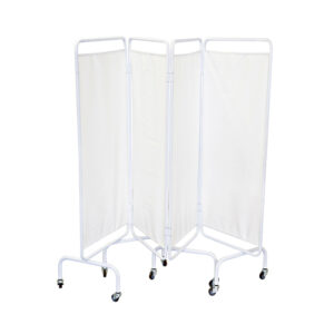 Mobile bedscreen 4 fold with curtains