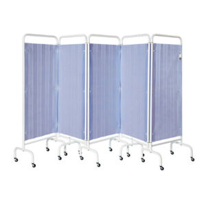 Mobile bed screen 5 fold with curtains