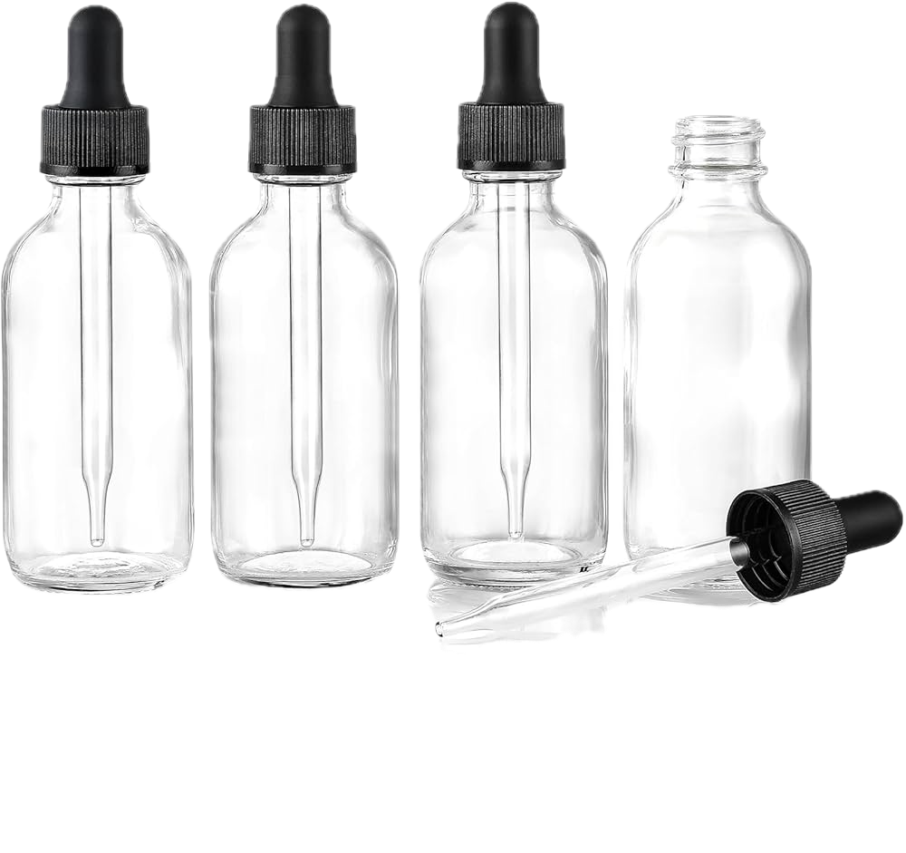 Dropper Bottles Clear-Black Lids - Image 2