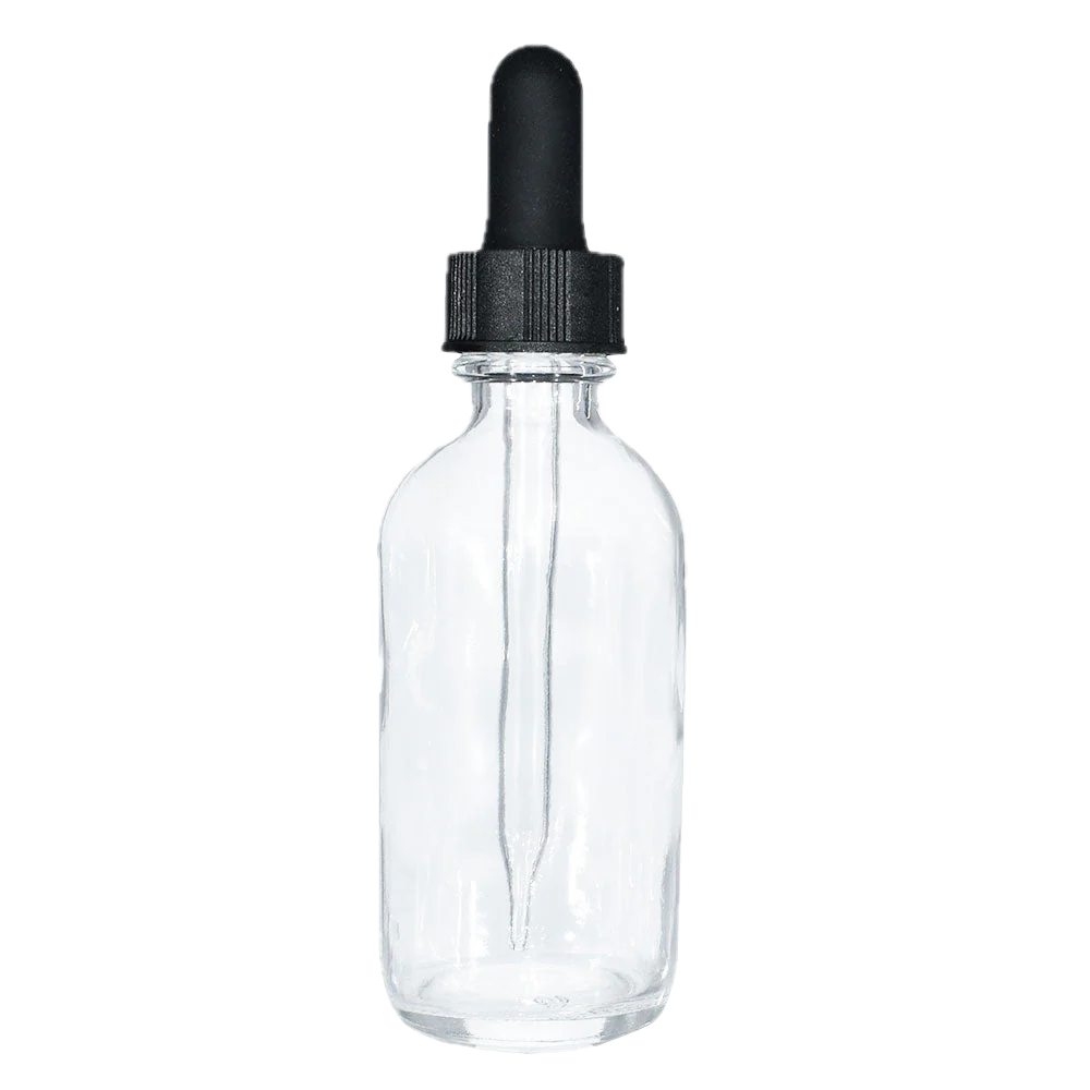Dropper Bottles Clear-Black Lids